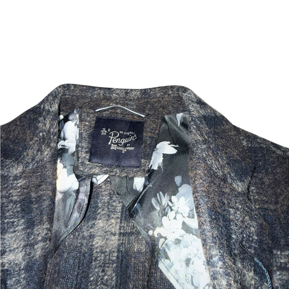 Original Penguin "Orlan" Slim Fit Sport Coat in a textured grey plaid 36R nwt - Picture 6 of 9